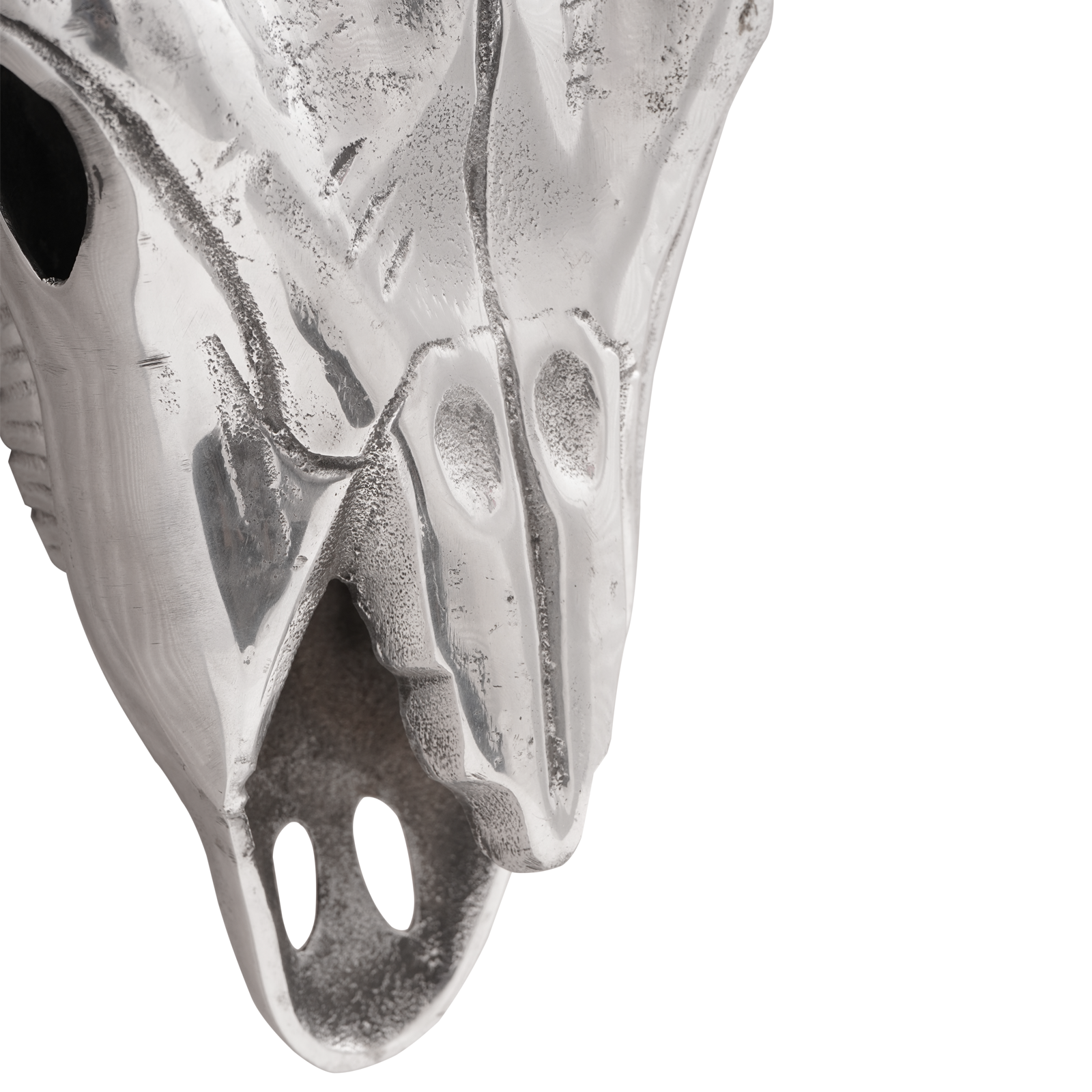 Teschio di Toro da Parete Argento 49x10x36 cm Alluminio