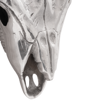 Teschio di Toro da Parete Argento 49x10x36 cm Alluminio