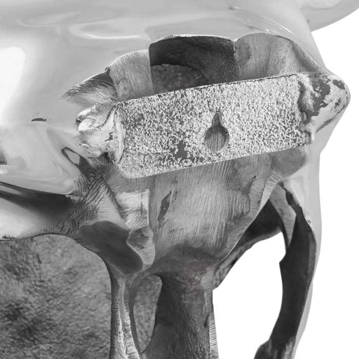 Teschio di Toro da Muro Argento 34x13x53 cm Alluminio