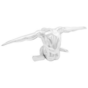 Scultura Argento 63x20x22 cm Pensatore in Alluminio