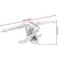 Scultura Argento 63x20x22 cm Pensatore in Alluminio