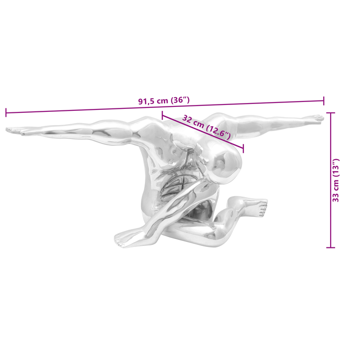 Scultura Argento 91.5x32x33 cm Pensatore in Alluminio
