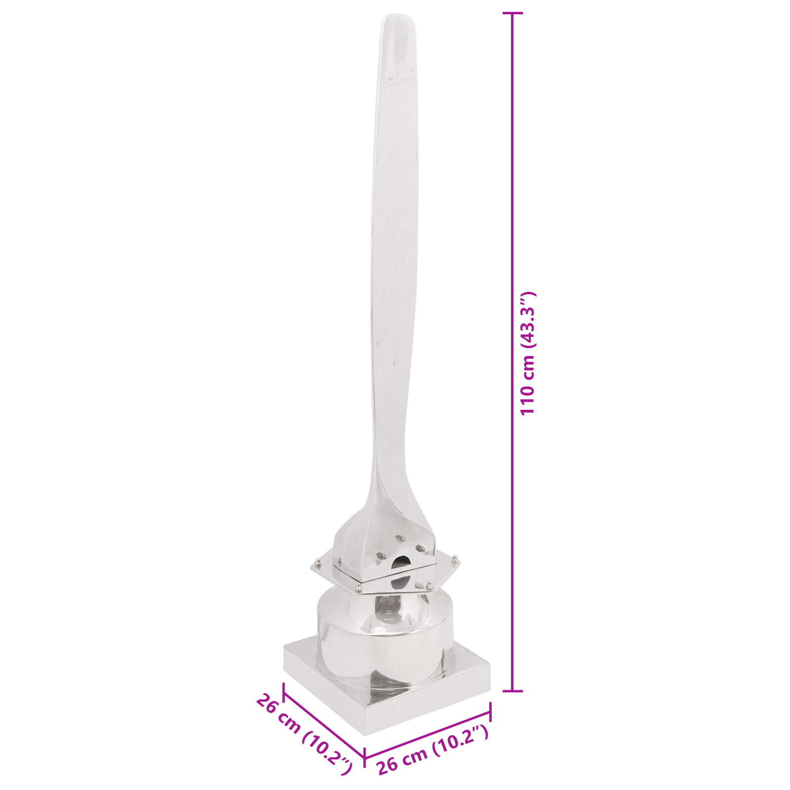Scultura Argento 26x26x110 cm Mezzo Elica
