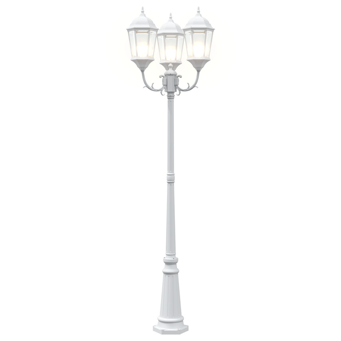 Palo di Luce da Giardino 3-Lampade E27 Bianco 235 cm Alluminio