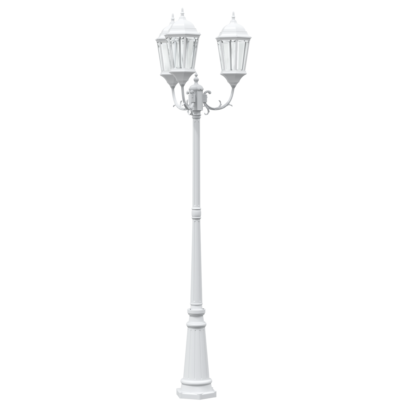 Palo di Luce da Giardino 3-Lampade E27 Bianco 235 cm Alluminio