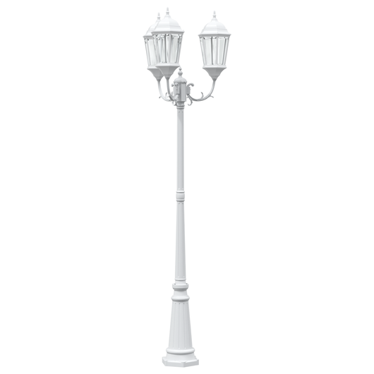 Palo di Luce da Giardino 3-Lampade E27 Bianco 235 cm Alluminio