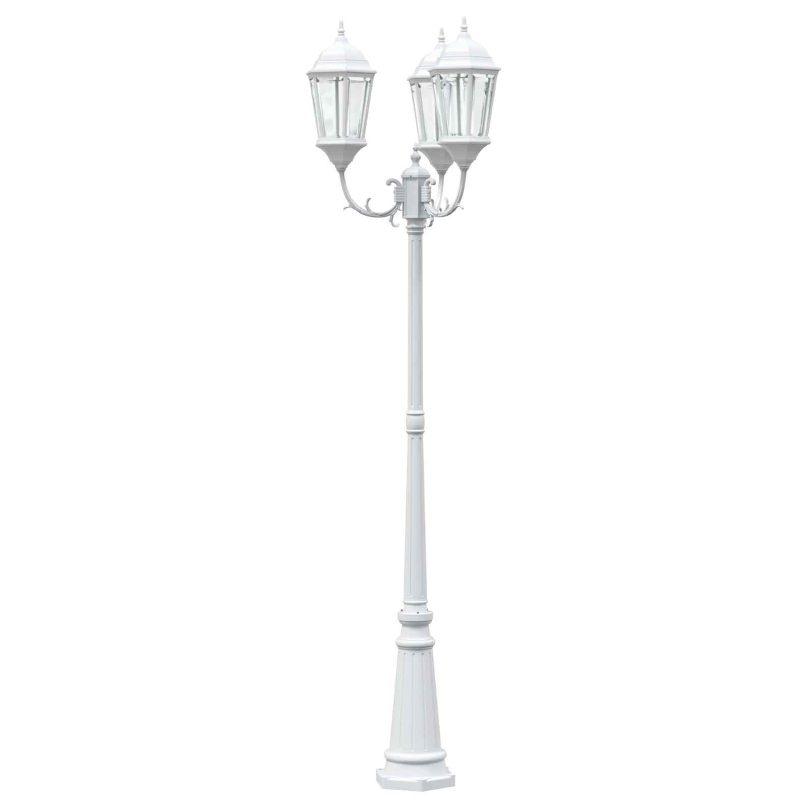 Palo di Luce da Giardino 3-Lampade E27 Bianco 235 cm Alluminio