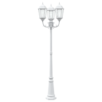 Palo di Luce da Giardino 3-Lampade E27 Bianco 235 cm Alluminio