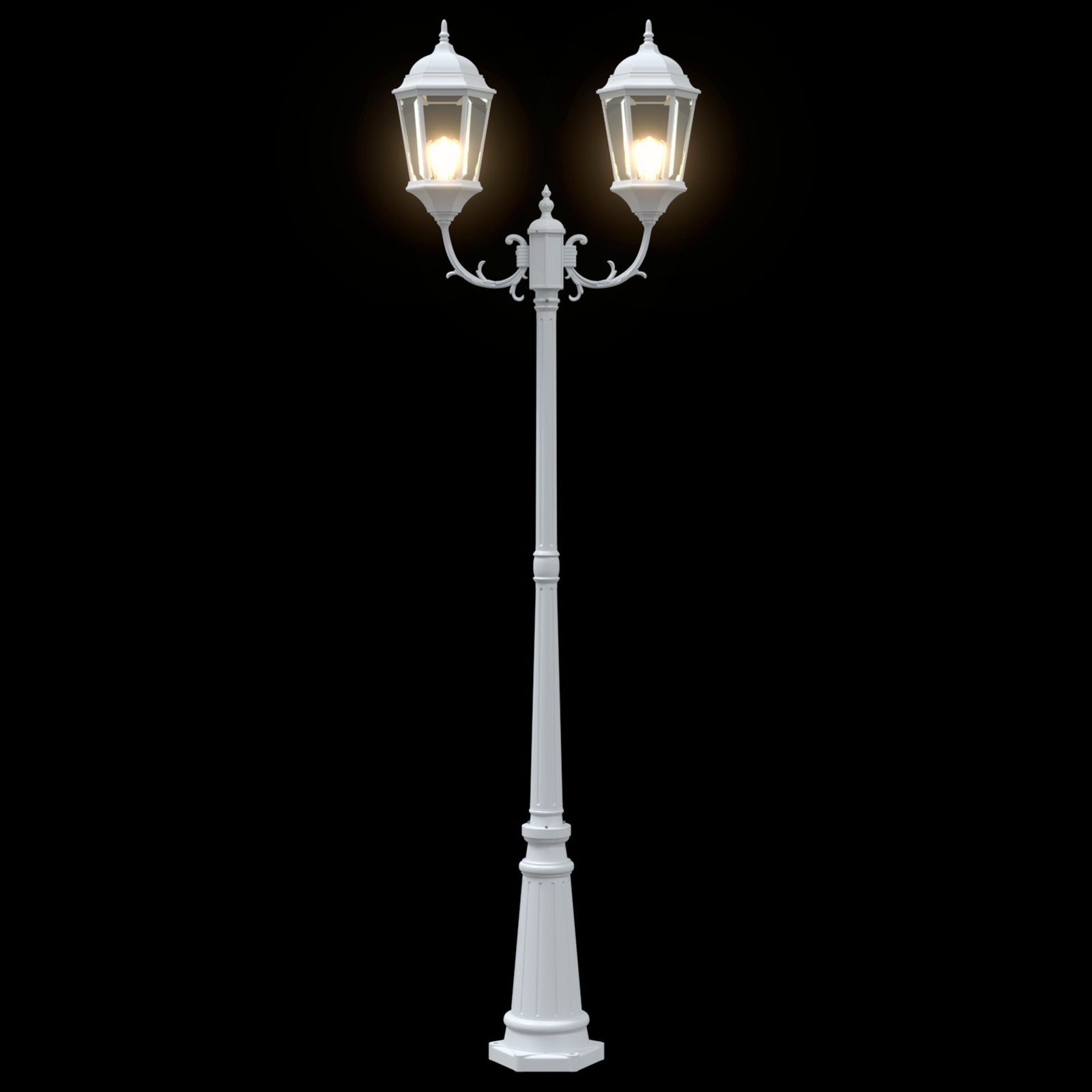 Palo Luce da Giardino 2-Lamp E27 Bianco 235 cm Alluminio