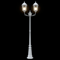Palo Luce da Giardino 2-Lamp E27 Bianco 235 cm Alluminio