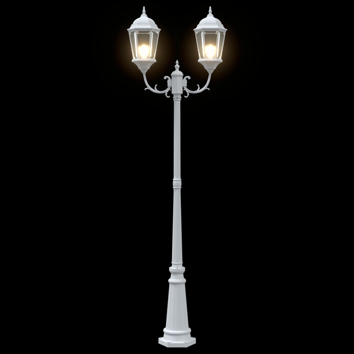 Palo Luce da Giardino 2-Lamp E27 Bianco 235 cm Alluminio