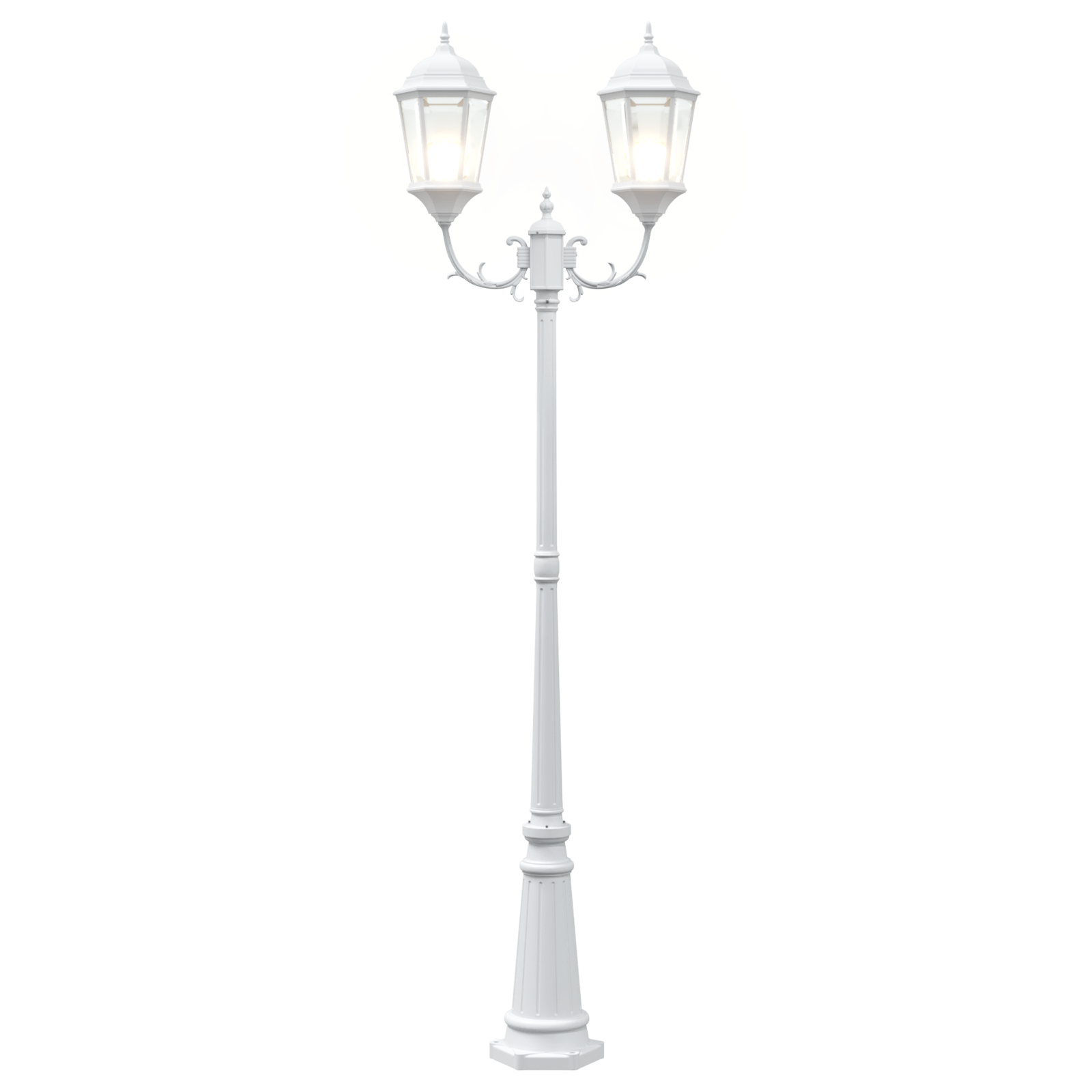 Palo Luce da Giardino 2-Lamp E27 Bianco 235 cm Alluminio
