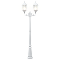 Palo Luce da Giardino 2-Lamp E27 Bianco 235 cm Alluminio