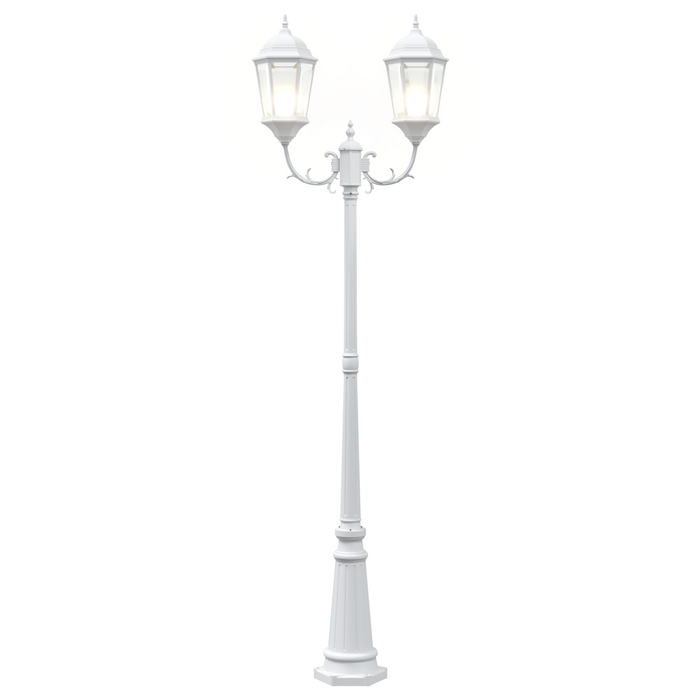 Palo Luce da Giardino 2-Lamp E27 Bianco 235 cm Alluminio