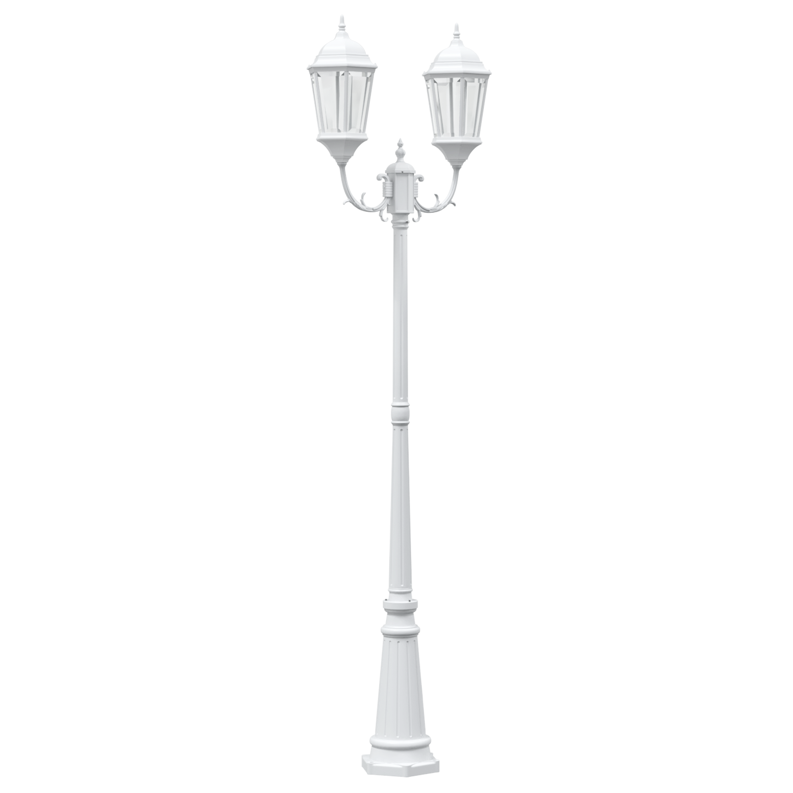 Palo Luce da Giardino 2-Lamp E27 Bianco 235 cm Alluminio
