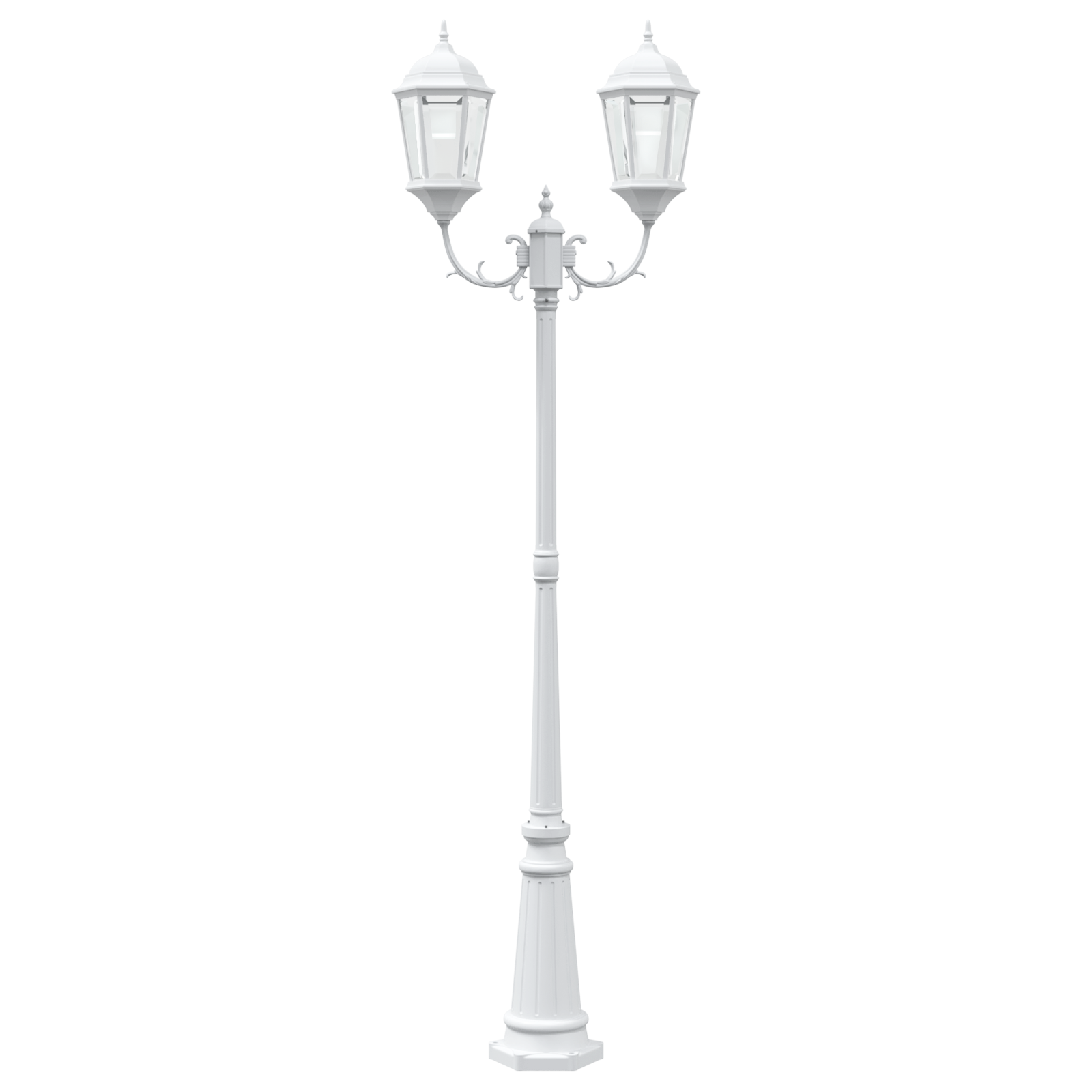 Palo Luce da Giardino 2-Lamp E27 Bianco 235 cm Alluminio