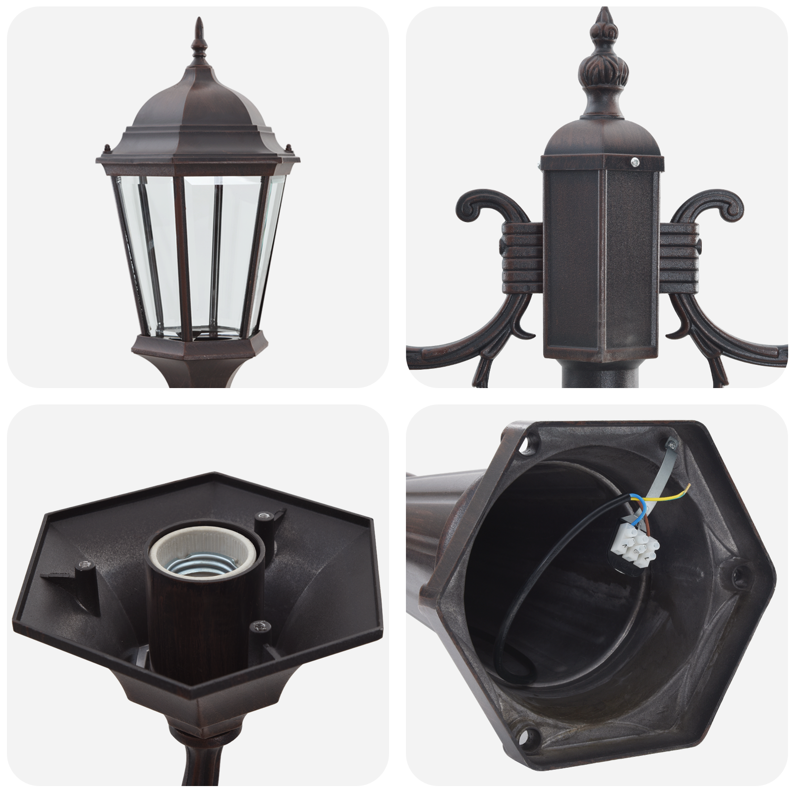 Palo di Luce da Giardino 2-Lampada E27 Bronzo 235 cm Alluminio