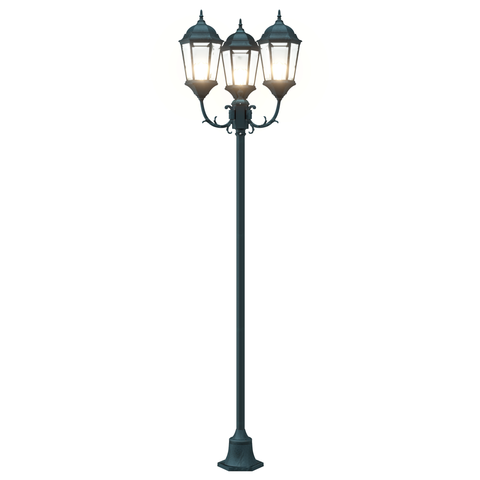 Palo per Giardino  con 3 Lampade E27 Verde 220 cm Alluminio