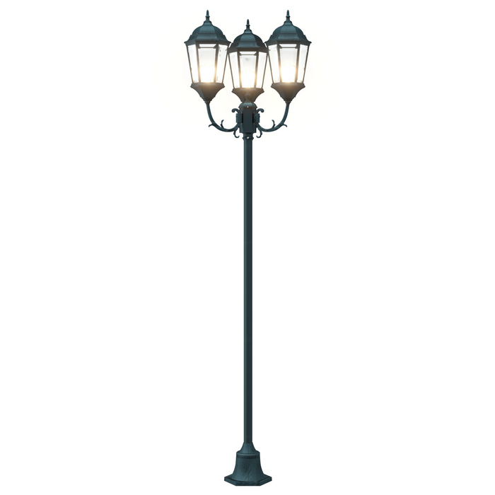 Palo per Giardino  con 3 Lampade E27 Verde 220 cm Alluminio