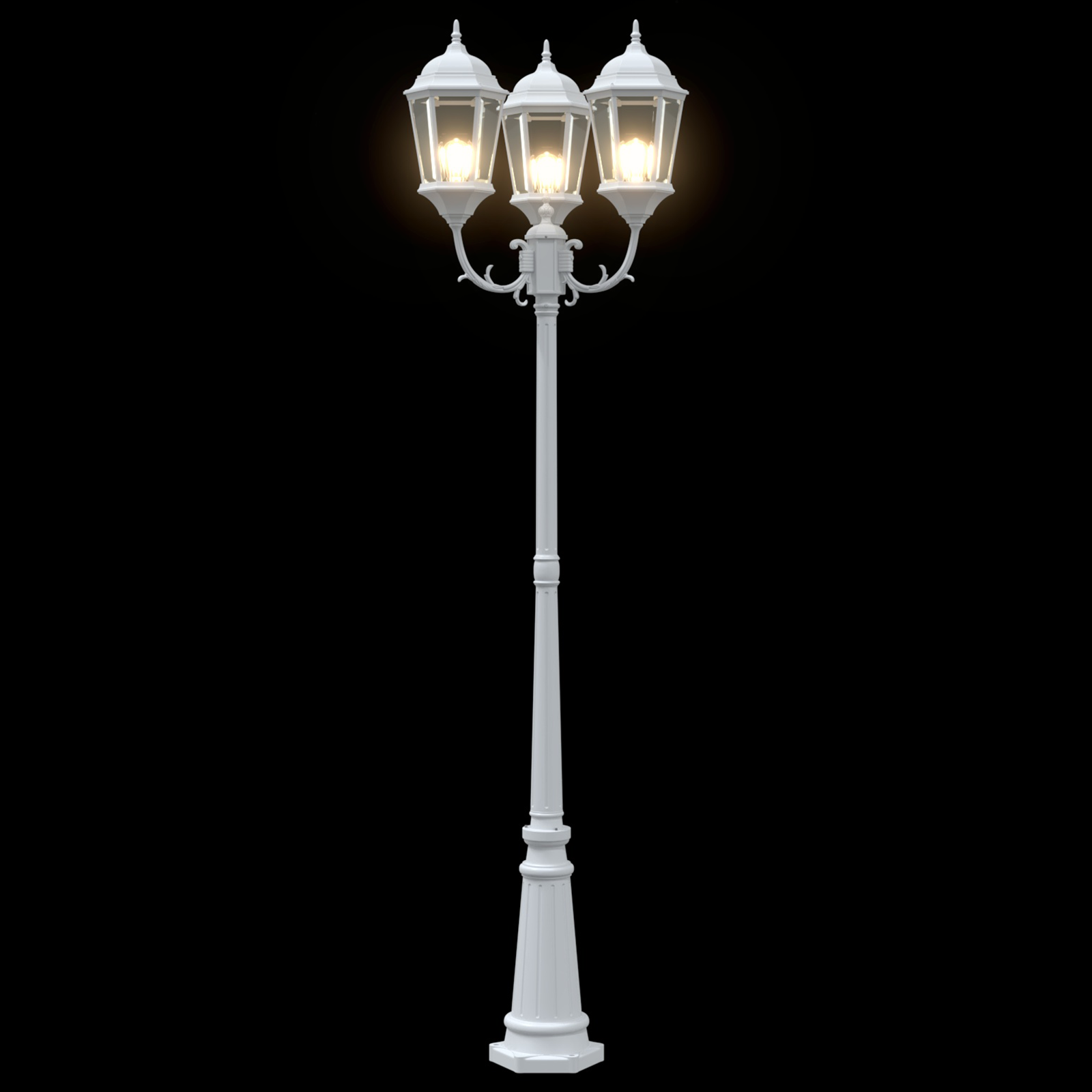 Lampione da Giardino  3 lampade E27 Bianco 220 cm Alluminio