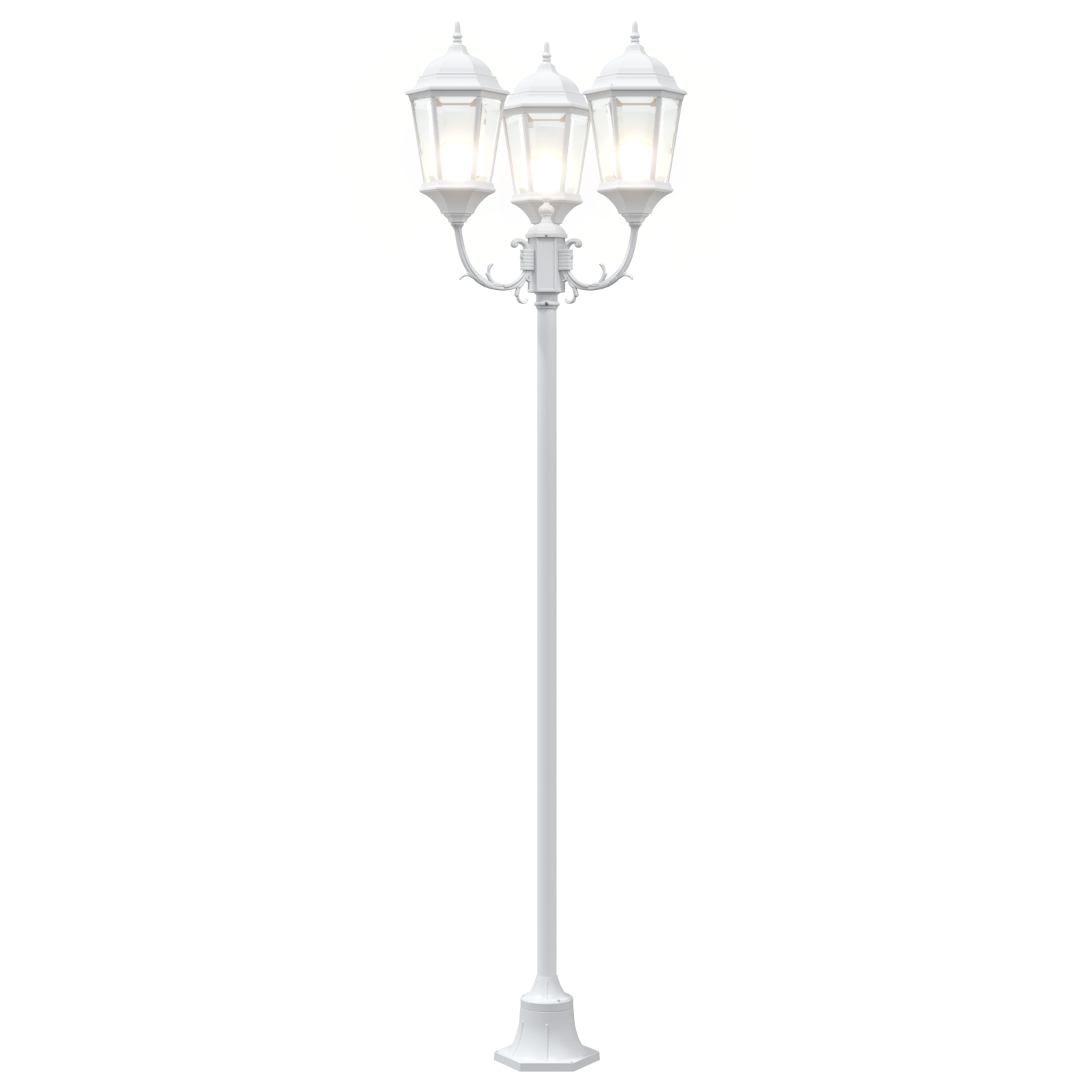 Lampione da Giardino  3 lampade E27 Bianco 220 cm Alluminio