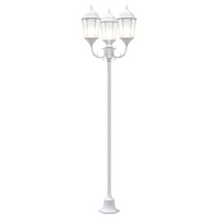 Lampione da Giardino  3 lampade E27 Bianco 220 cm Alluminio