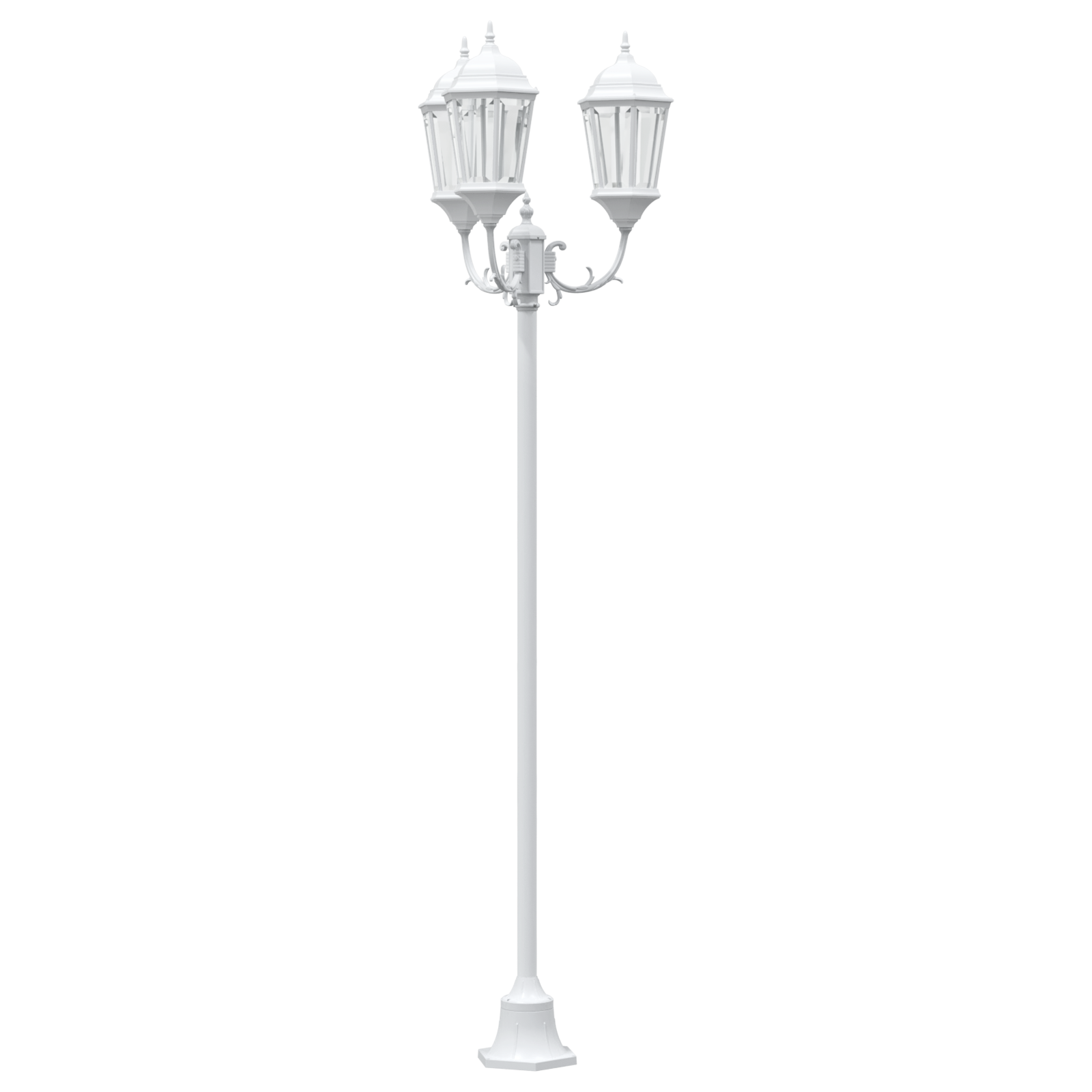 Lampione da Giardino  3 lampade E27 Bianco 220 cm Alluminio