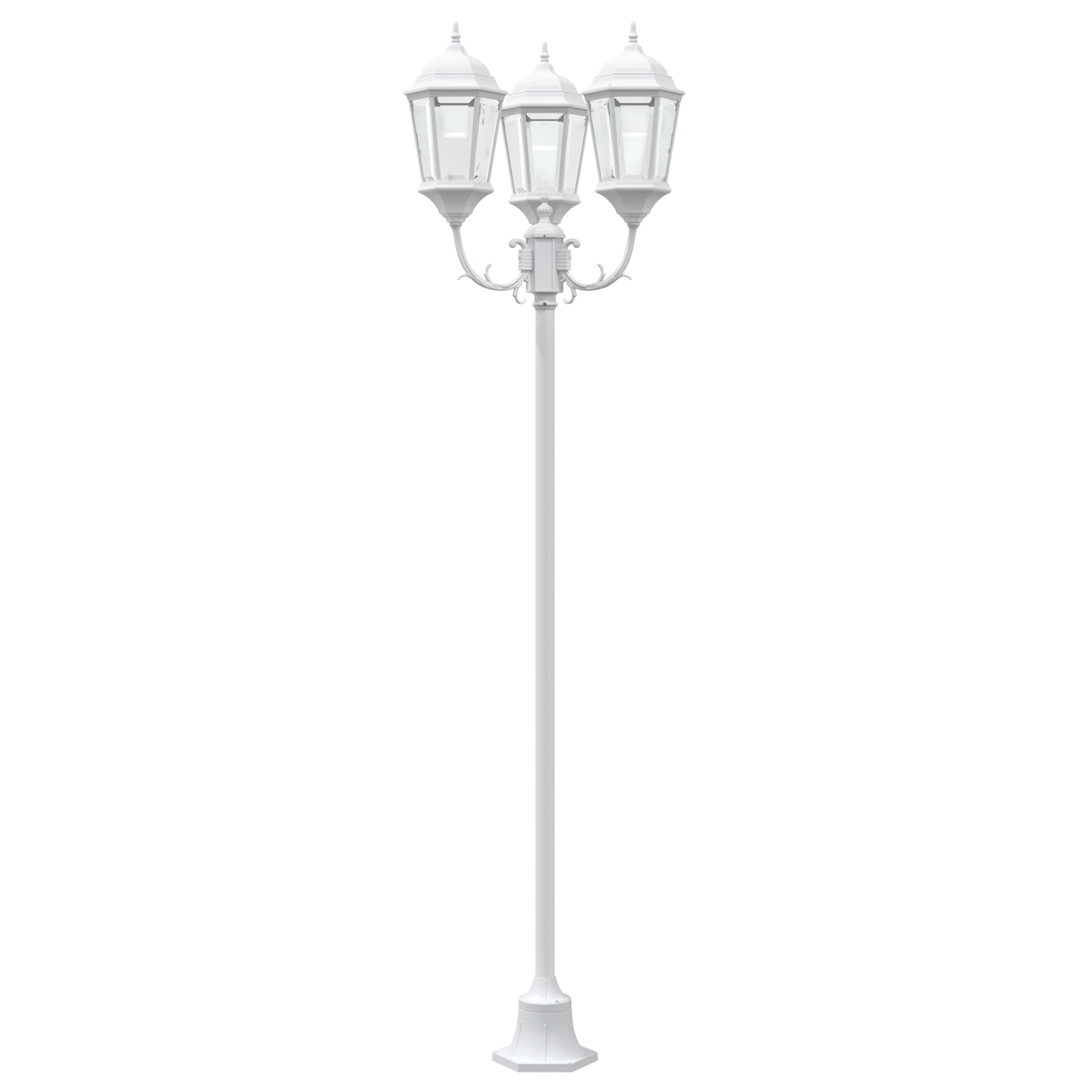 Lampione da Giardino  3 lampade E27 Bianco 220 cm Alluminio