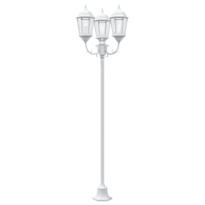 Lampione da Giardino  3 lampade E27 Bianco 220 cm Alluminio
