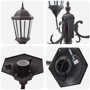 Palo da Giardino  con 3 Lampade E27 Bronzo 220 cm Alluminio