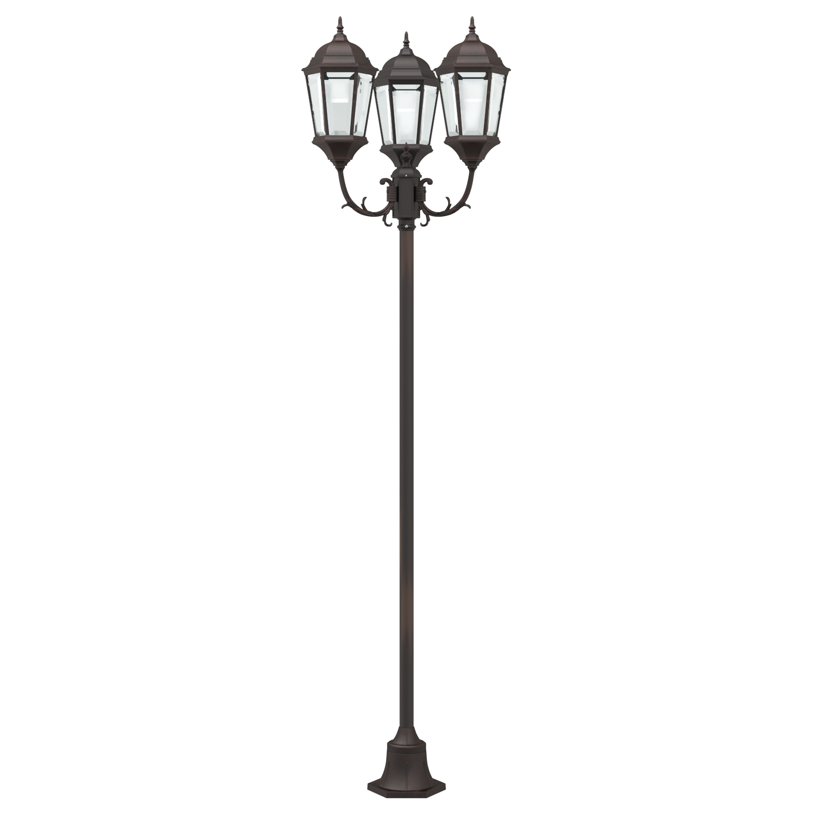 Palo da Giardino  con 3 Lampade E27 Bronzo 220 cm Alluminio