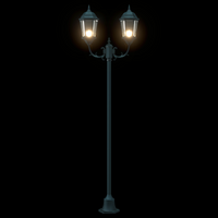 Lampione da Giardino  2-Lampade E27 Verde 220 cm Alluminio