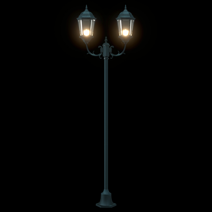 Lampione da Giardino  2-Lampade E27 Verde 220 cm Alluminio