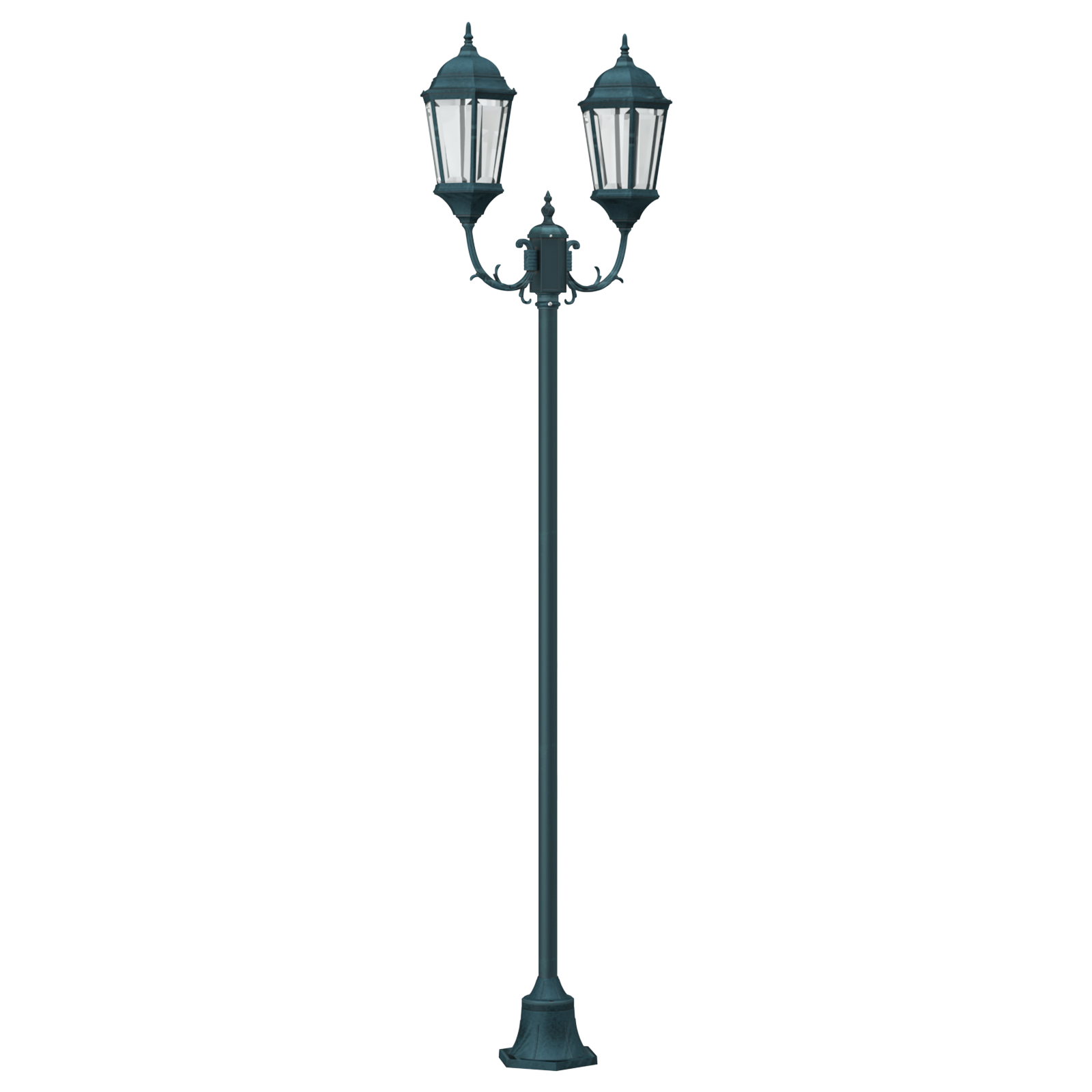 Lampione da Giardino  2-Lampade E27 Verde 220 cm Alluminio