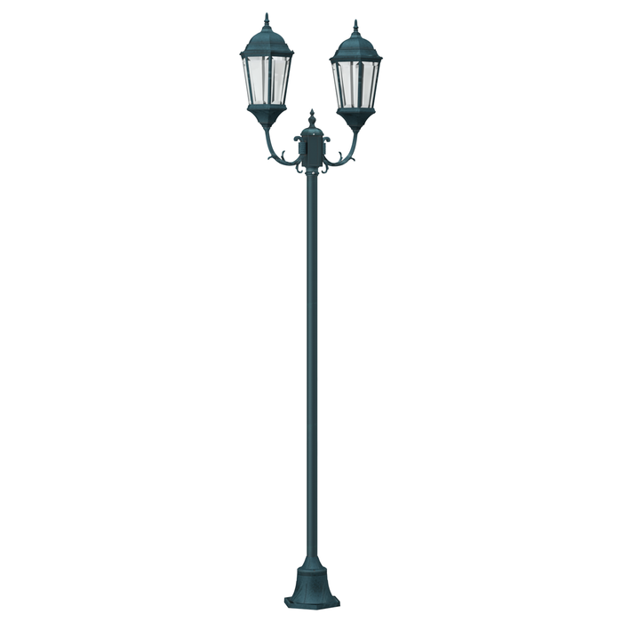 Lampione da Giardino  2-Lampade E27 Verde 220 cm Alluminio