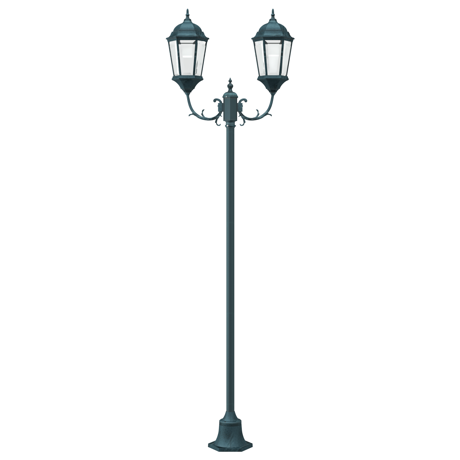 Lampione da Giardino  2-Lampade E27 Verde 220 cm Alluminio