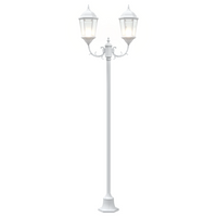 Palo da Giardino a 2 Lampade E27 Bianco 220 cm Alluminio