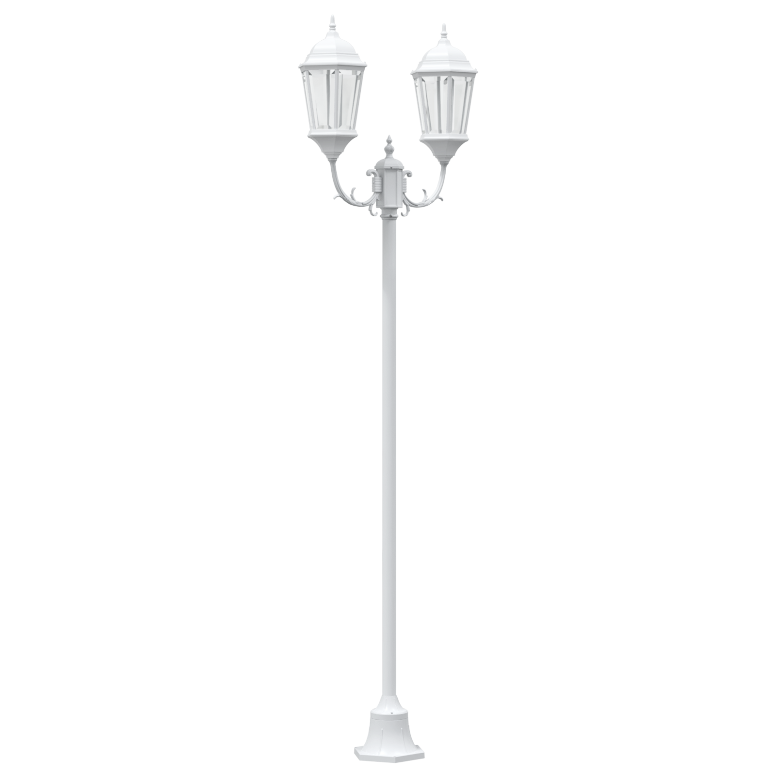 Palo da Giardino a 2 Lampade E27 Bianco 220 cm Alluminio
