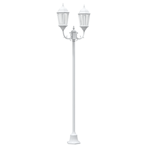 Palo da Giardino a 2 Lampade E27 Bianco 220 cm Alluminio