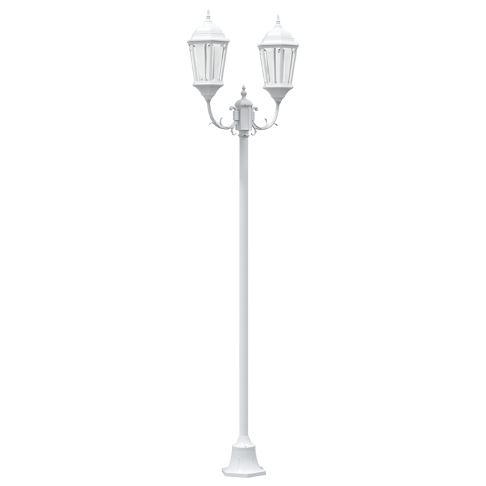 Palo da Giardino a 2 Lampade E27 Bianco 220 cm Alluminio