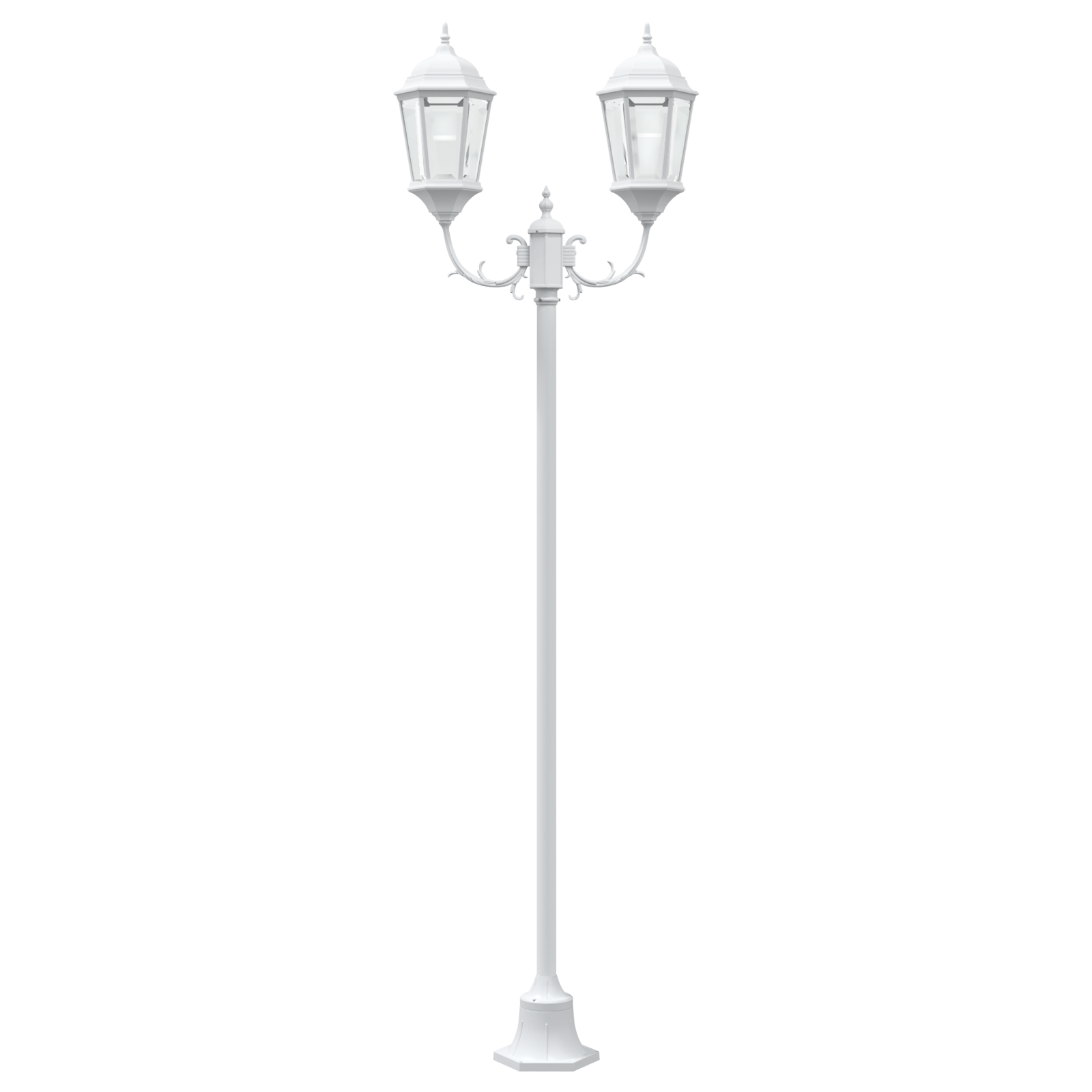 Palo da Giardino a 2 Lampade E27 Bianco 220 cm Alluminio