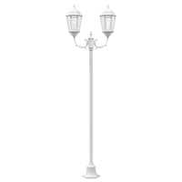 Palo da Giardino a 2 Lampade E27 Bianco 220 cm Alluminio