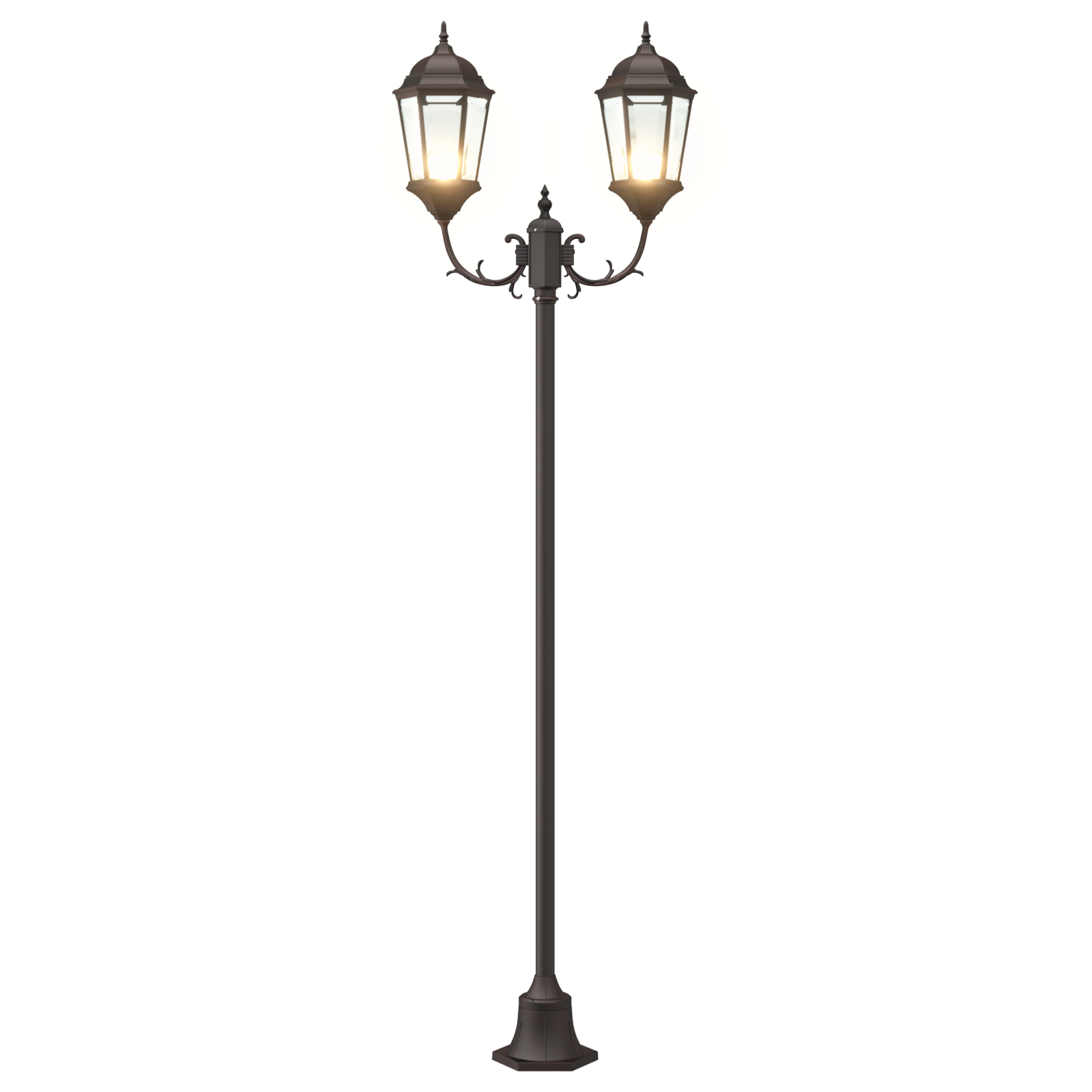 Lampione da Giardino  2-Lampade E27 Bronzo 220 cm Alluminio