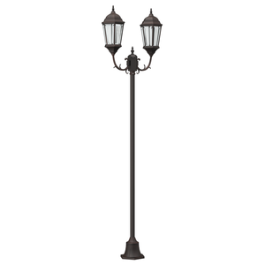 Lampione da Giardino  2-Lampade E27 Bronzo 220 cm Alluminio
