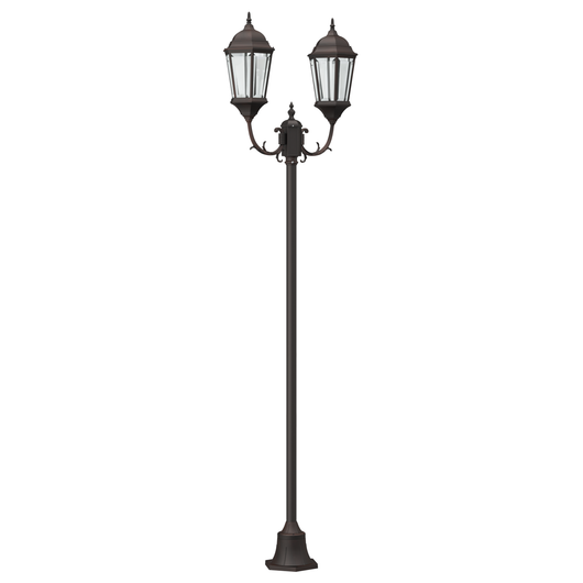 Lampione da Giardino  2-Lampade E27 Bronzo 220 cm Alluminio