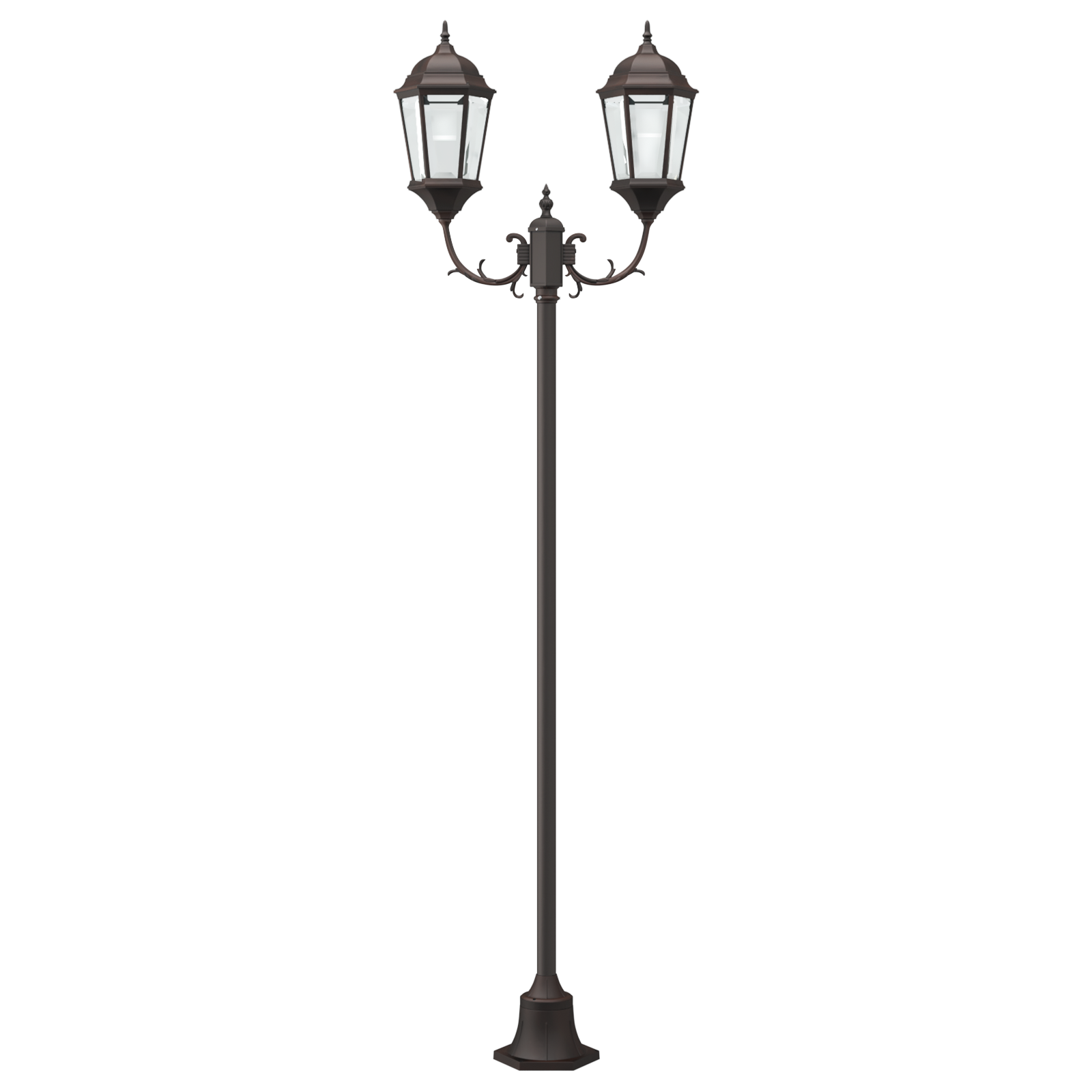 Lampione da Giardino  2-Lampade E27 Bronzo 220 cm Alluminio