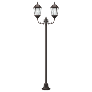 Lampione da Giardino  2-Lampade E27 Bronzo 220 cm Alluminio