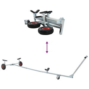 Carrello per barche con 3 ruote, pieghevole e regolabile, 160 kg in acciaio