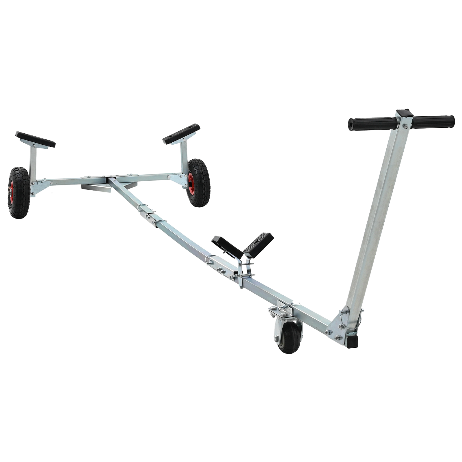 Carrello per barche con 3 ruote, pieghevole e regolabile, 160 kg in acciaio