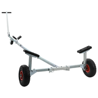 Carrello per barche con 3 ruote, pieghevole e regolabile, 160 kg in acciaio